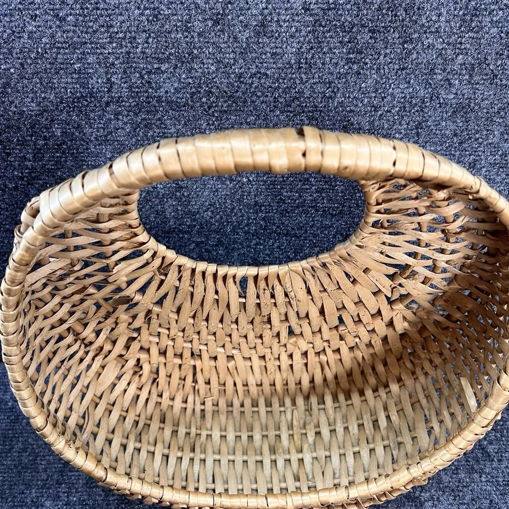 VTG Wicker Wall Hanging Pocket Basket Cottagecore Farmhouse Boho Rustic Natural